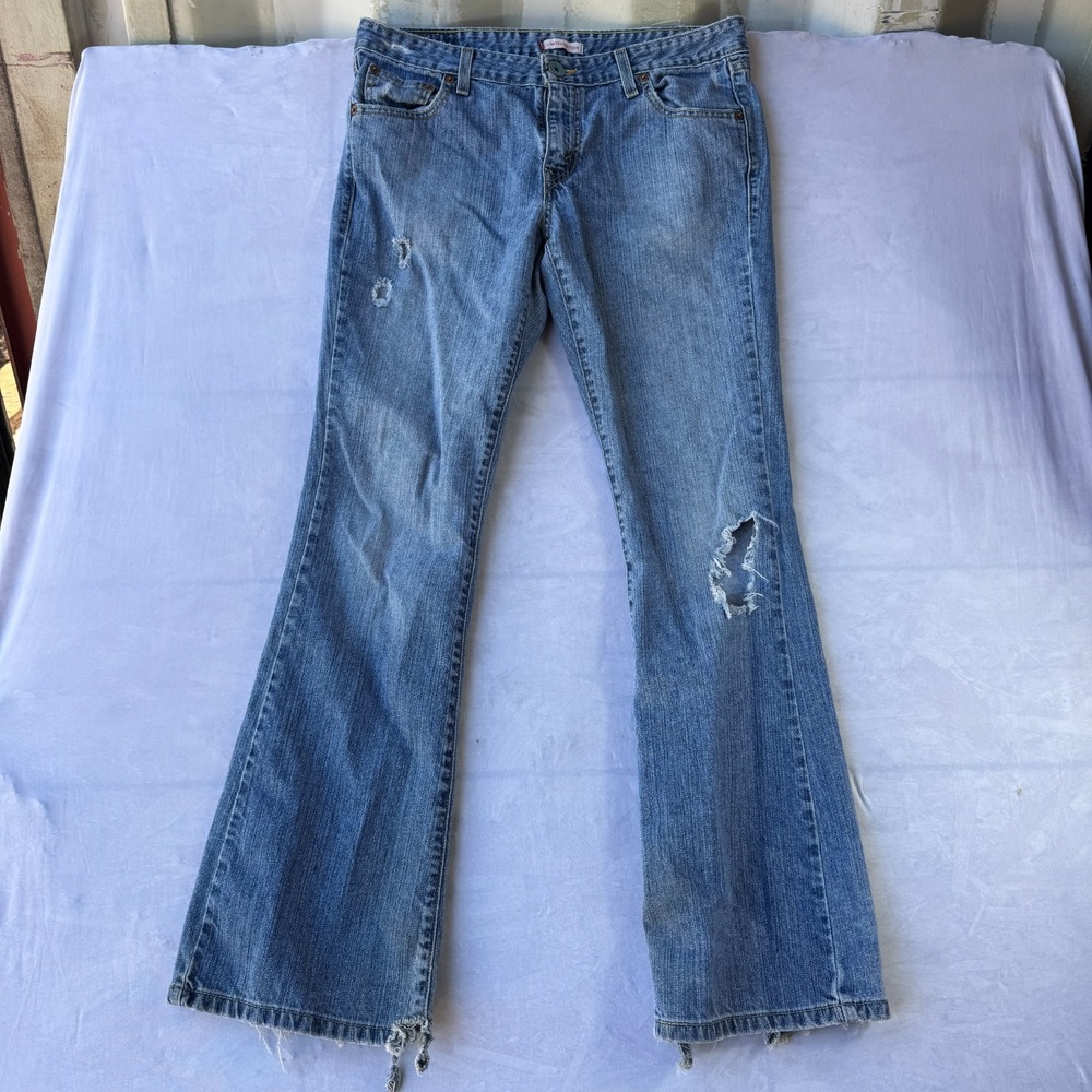 Vintage Levi's Flare Jeans Women 11 Blue Denim Distressed Single Stitch Low Rise